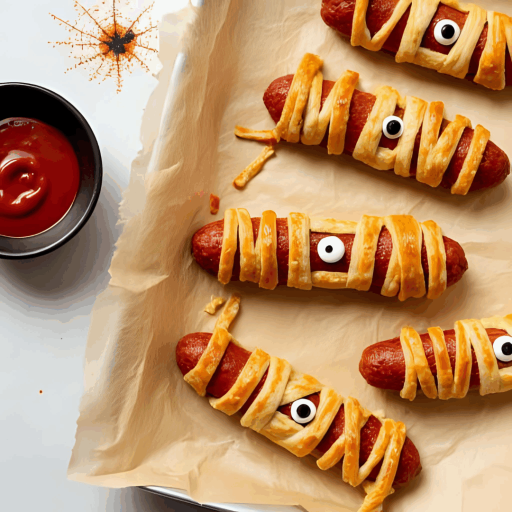 Mumien-Würstchen für Halloween – knusprig, schnell & einfach zum Verlieben