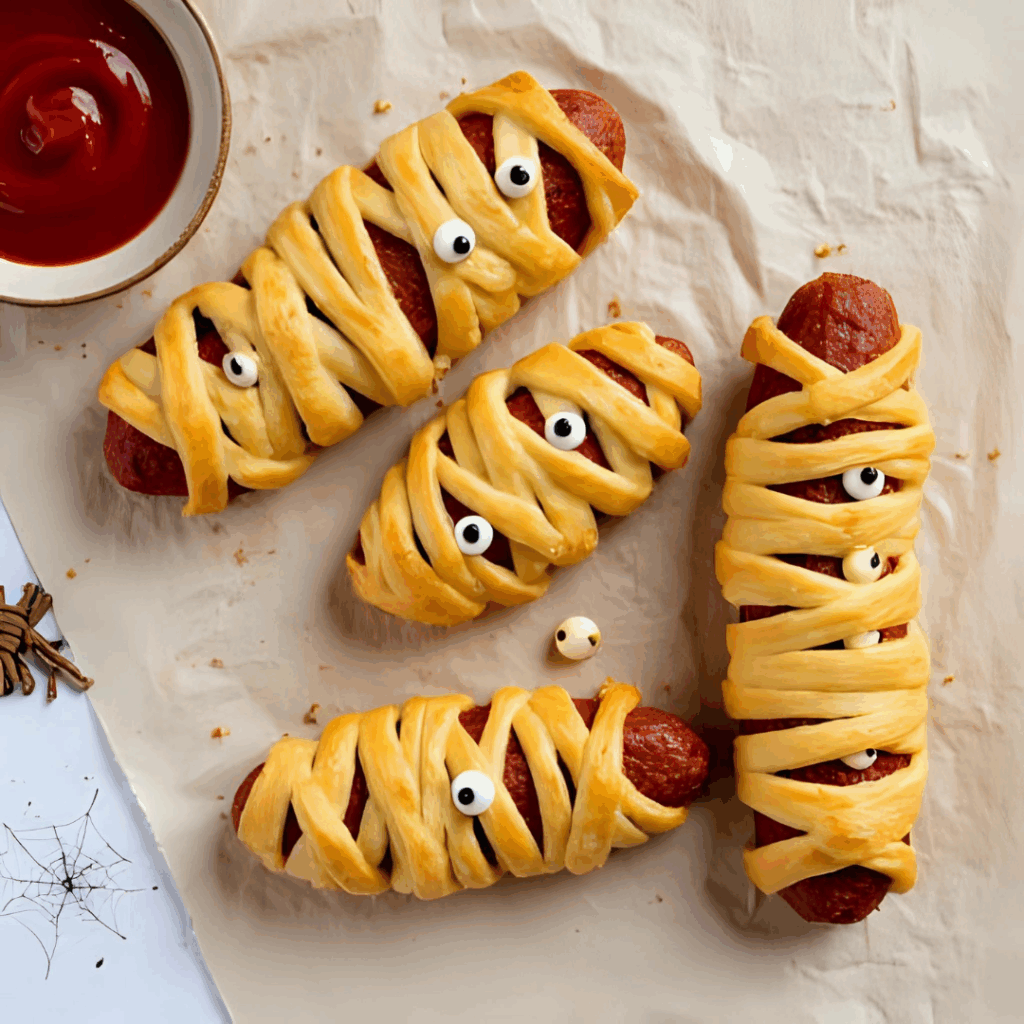 Mumien-Würstchen für Halloween – knusprig, schnell & einfach zum Verlieben